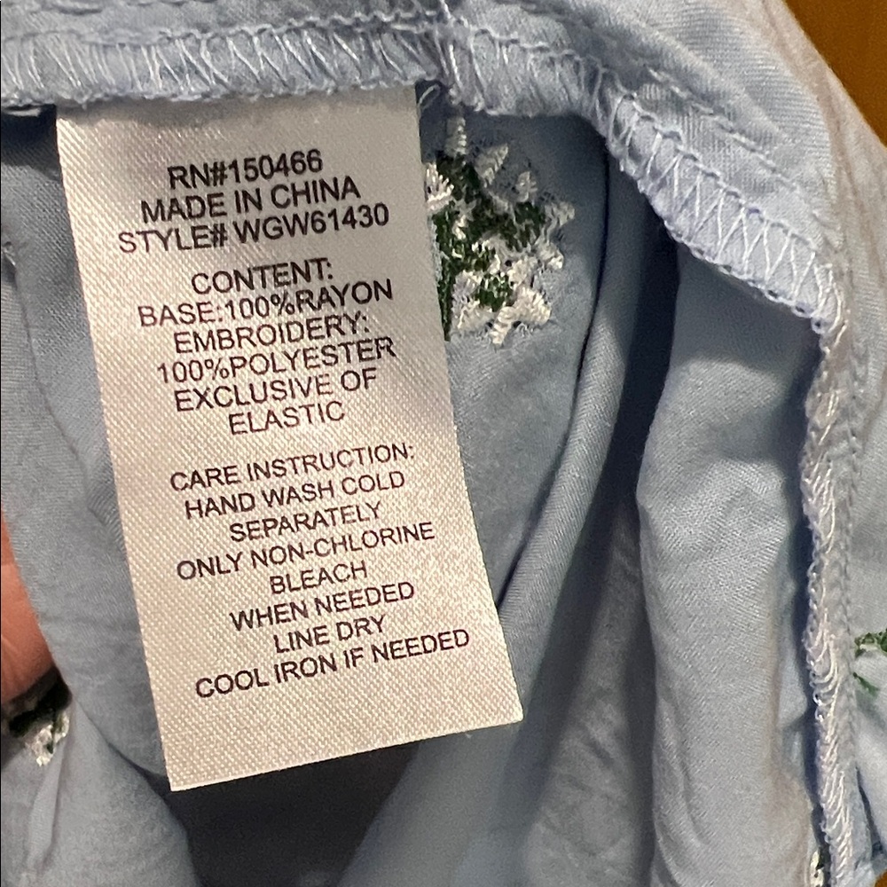 Market & Spruce Light Blue Embroidered Blouse - Picture 5 of 6